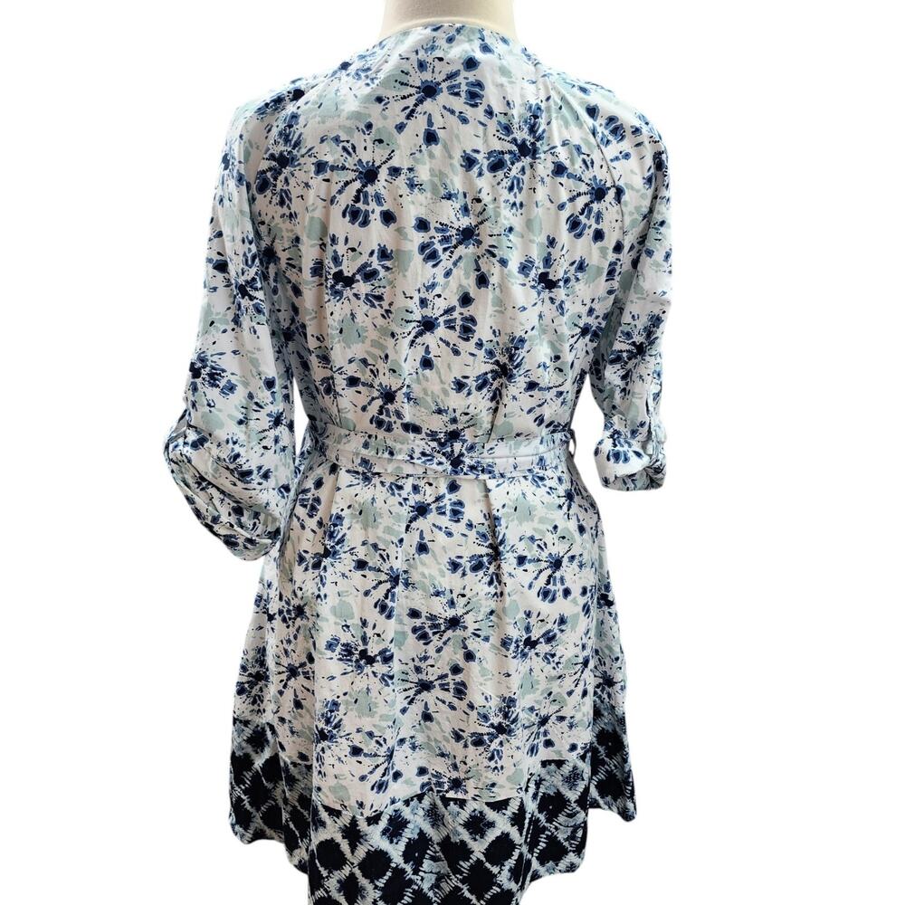NWT Kaktus Women XXL Blue White Shibori Tie Dye Dress Button Up Pockets Tie Belt - Picture 3 of 13